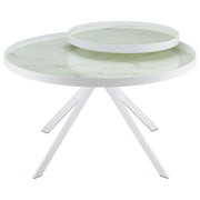 Briggs Round Marble Printed Glass Top Coffee Table