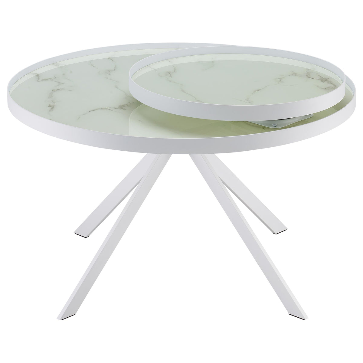 Briggs Round Marble Printed Glass Top Coffee Table