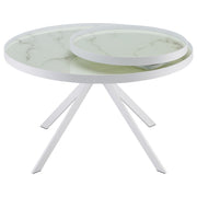 Briggs Round Marble Printed Glass Top Coffee Table