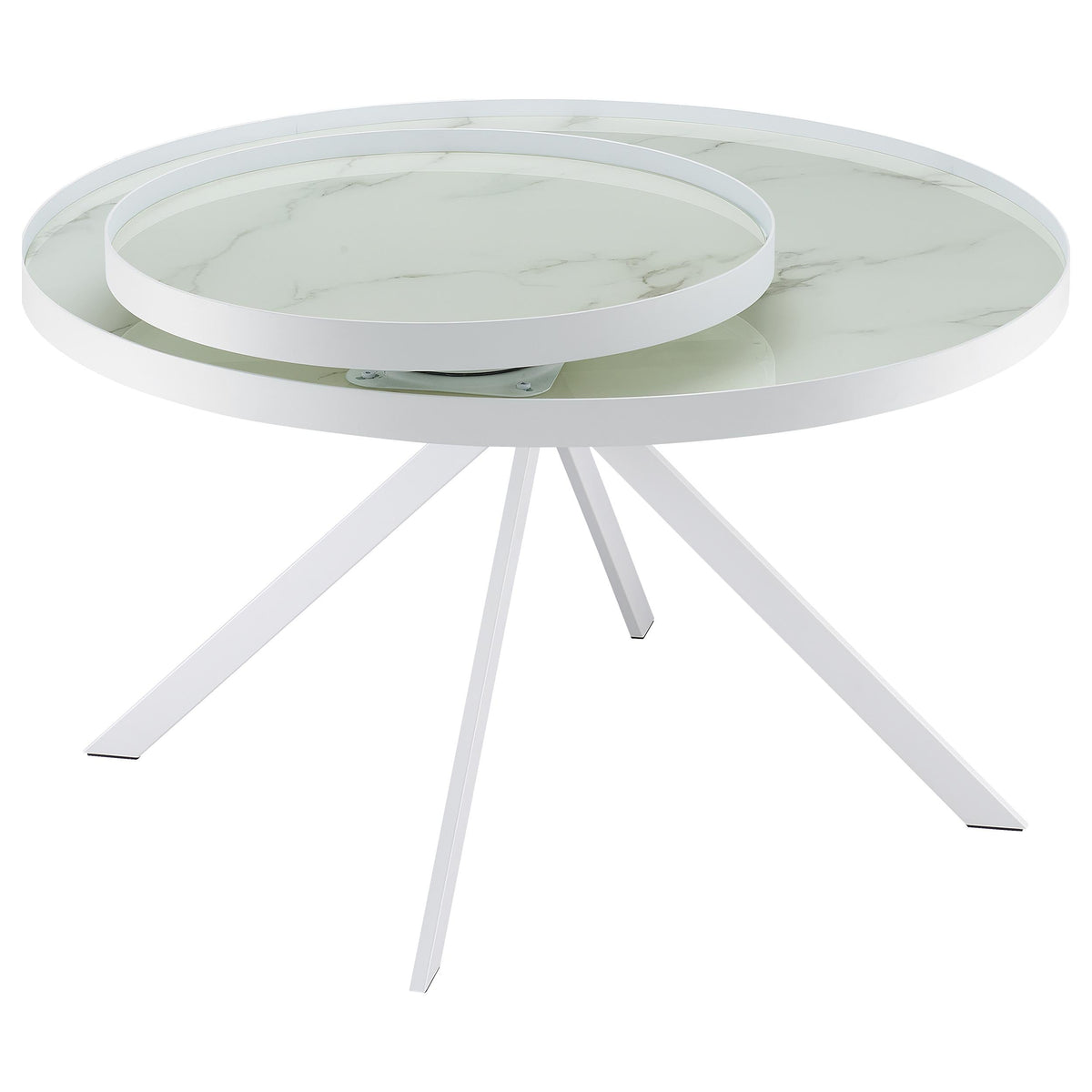 Briggs Round Marble Printed Glass Top Coffee Table