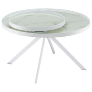 Briggs Round Marble Printed Glass Top Coffee Table