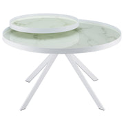 Briggs Round Marble Printed Glass Top Coffee Table