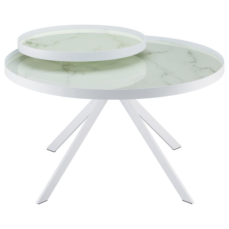 Briggs Round Marble Printed Glass Top Coffee Table