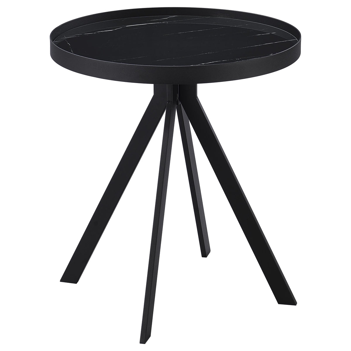 Briggs Round Marble Printed Glass Top End Side Table