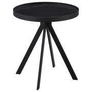 Briggs Round Marble Printed Glass Top End Side Table