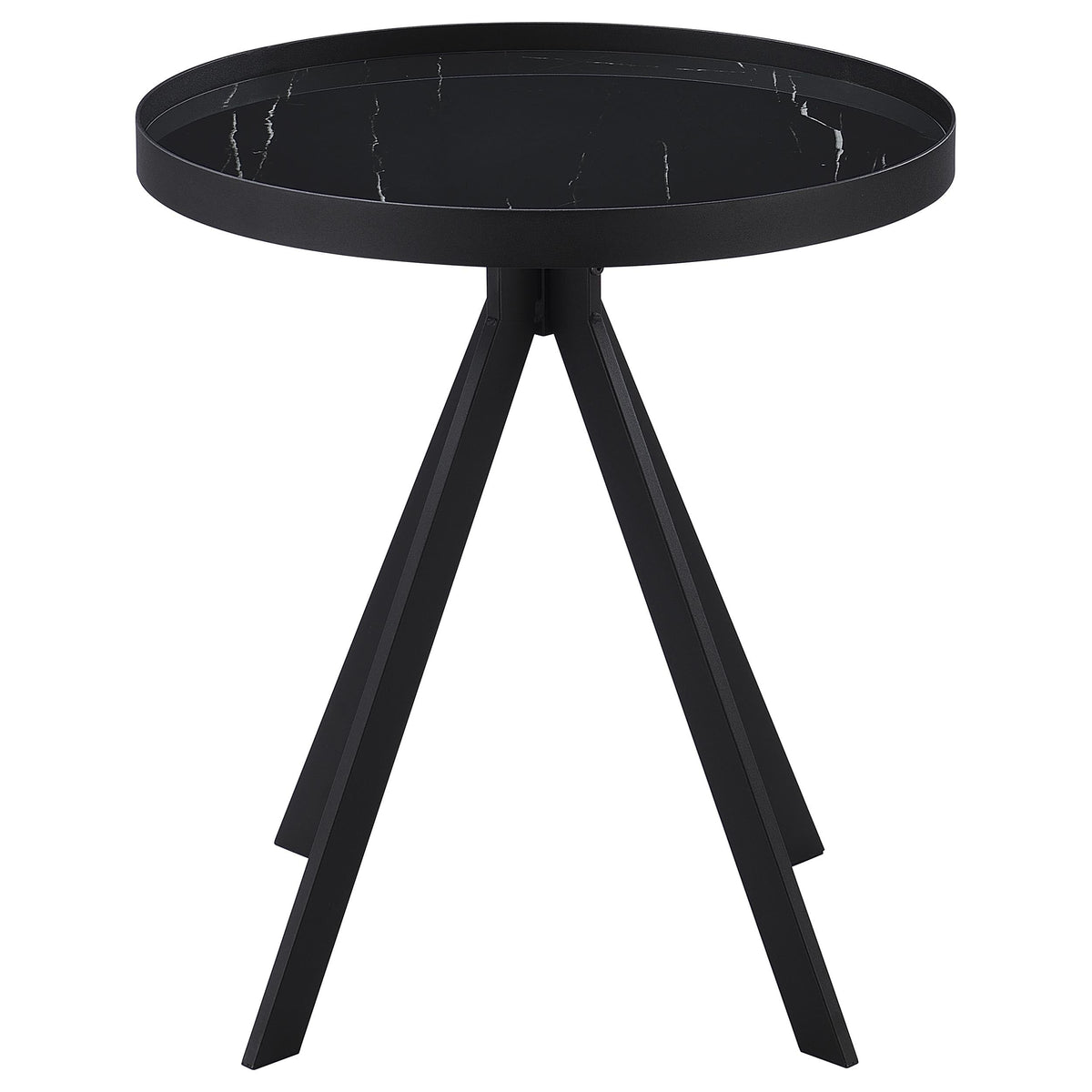 Briggs Round Marble Printed Glass Top End Side Table