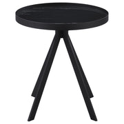 Briggs Round Marble Printed Glass Top End Side Table