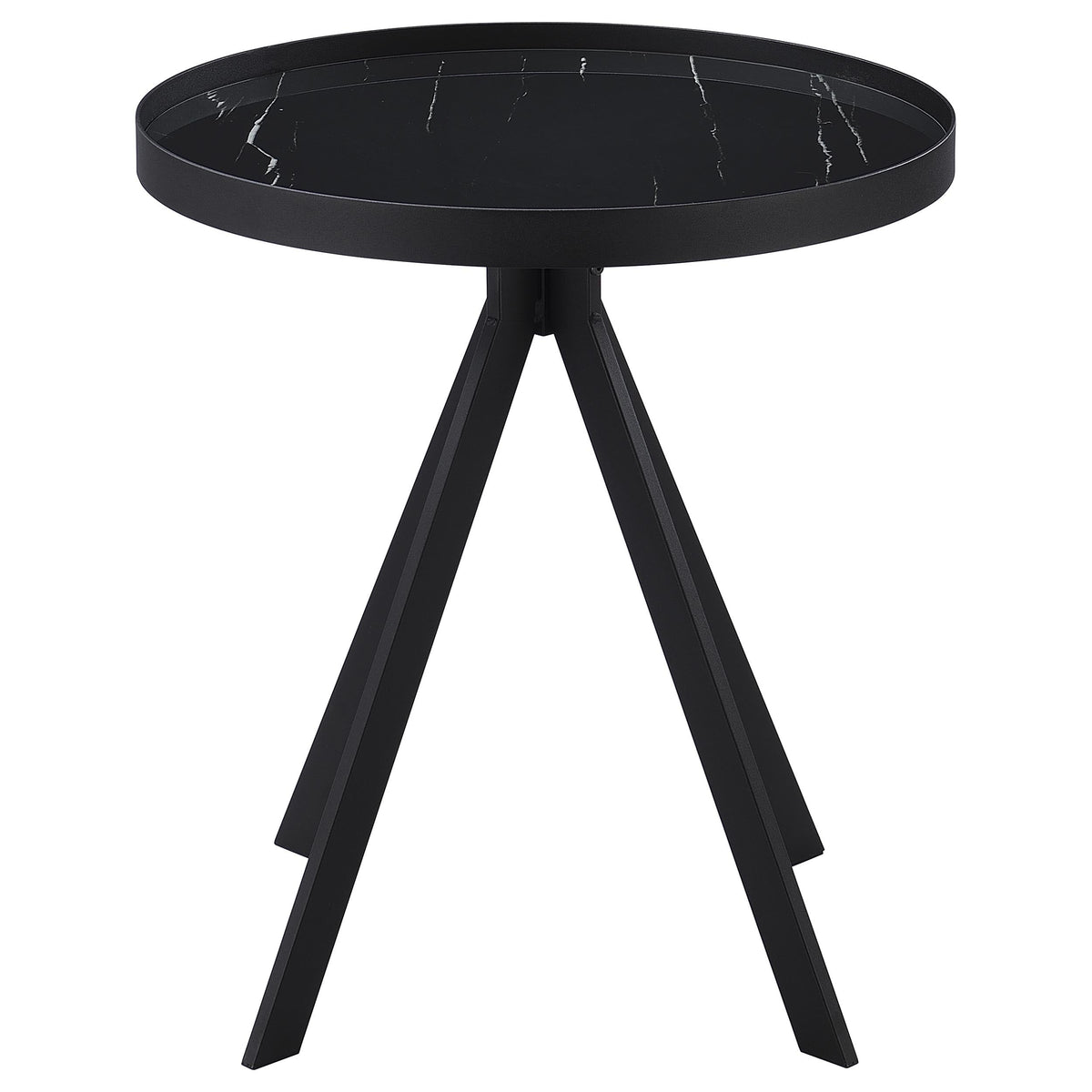 Briggs Round Marble Printed Glass Top End Side Table