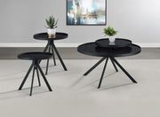 Briggs Round Coffee and End Table Set Black 3-piece