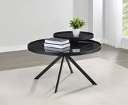 Briggs Round Marble Printed Glass Top Coffee Table