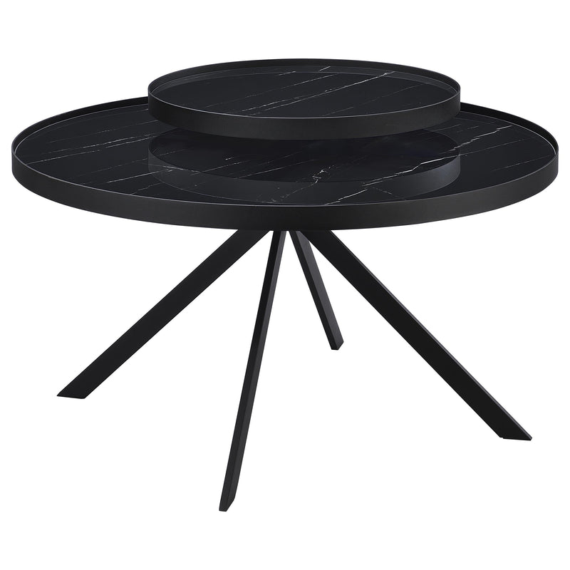 Briggs Round Marble Printed Glass Top Coffee Table