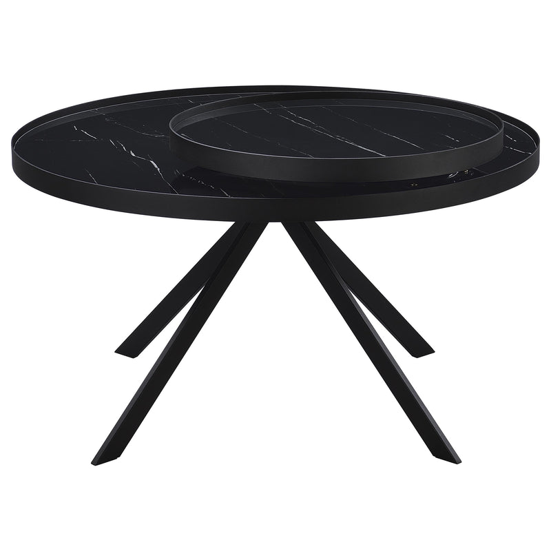 Briggs Round Marble Printed Glass Top Coffee Table