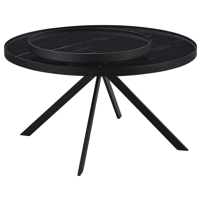 Briggs Round Marble Printed Glass Top Coffee Table