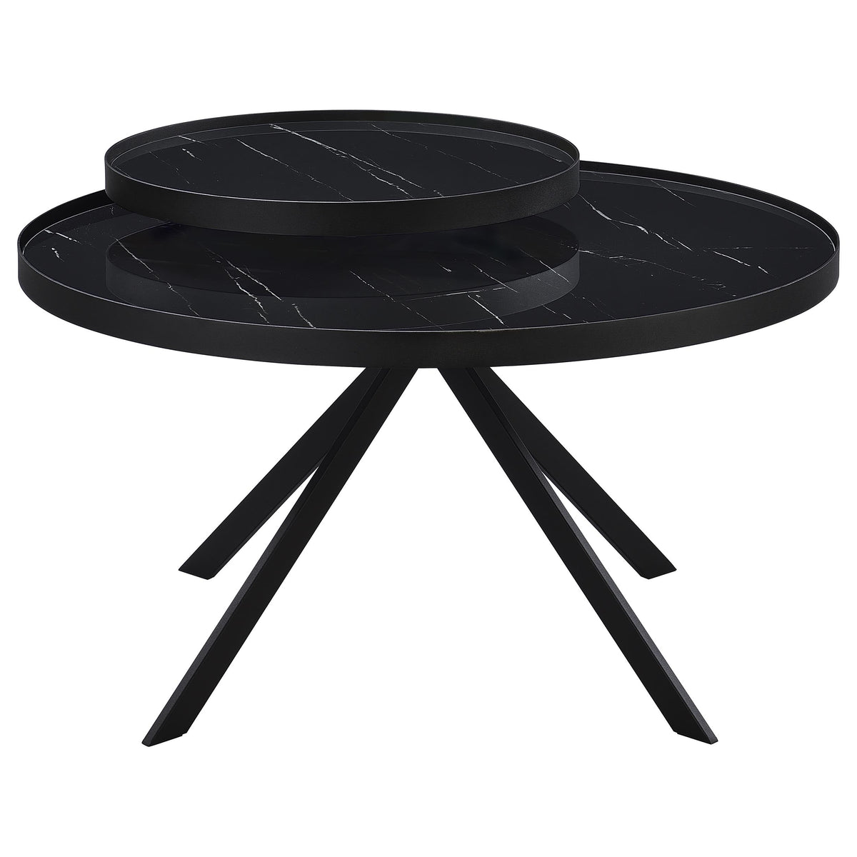 Briggs Round Marble Printed Glass Top Coffee Table