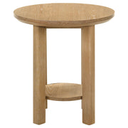 Ottowa Round Wood Side End Table with Shelf