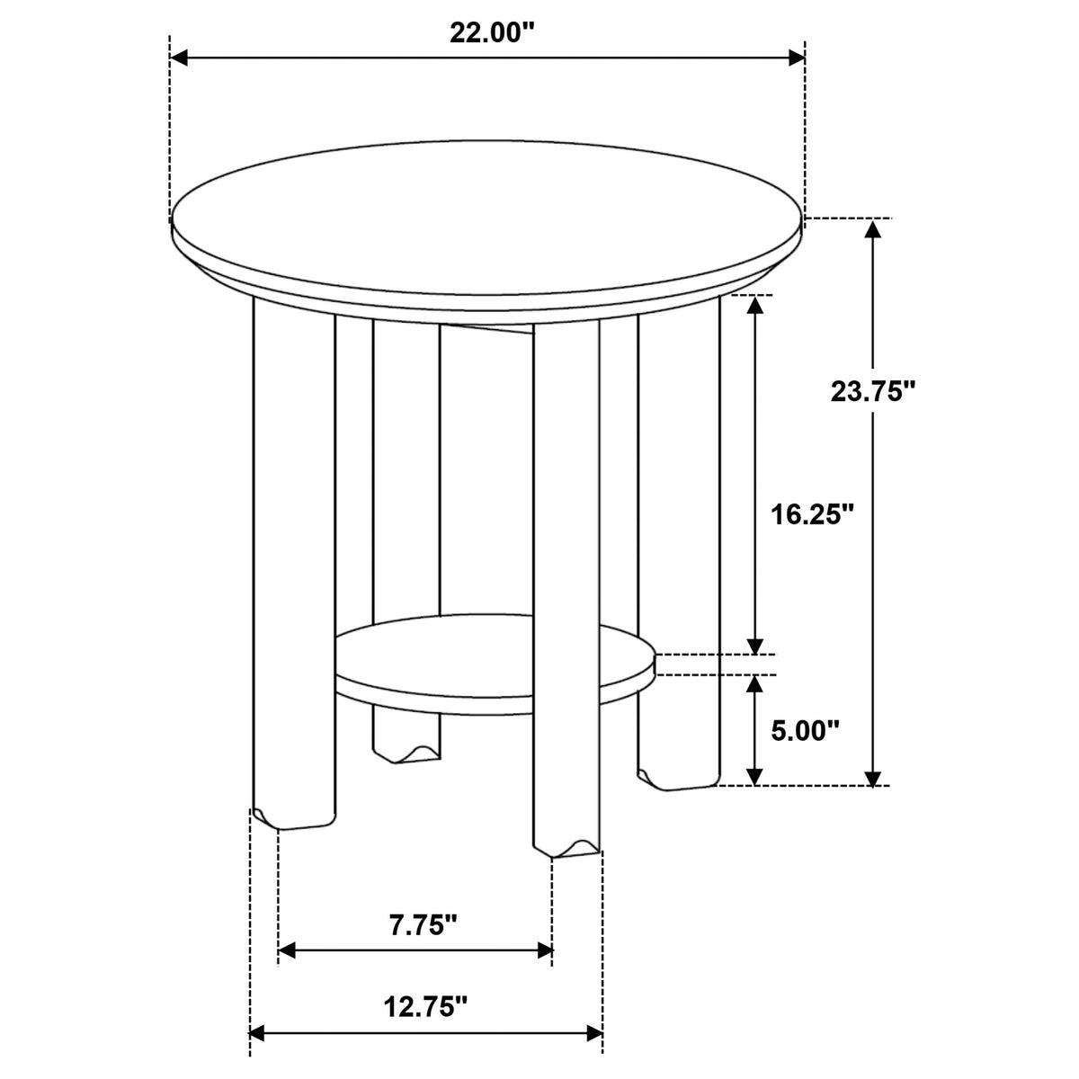 Ottowa Round Wood Side End Table with Shelf