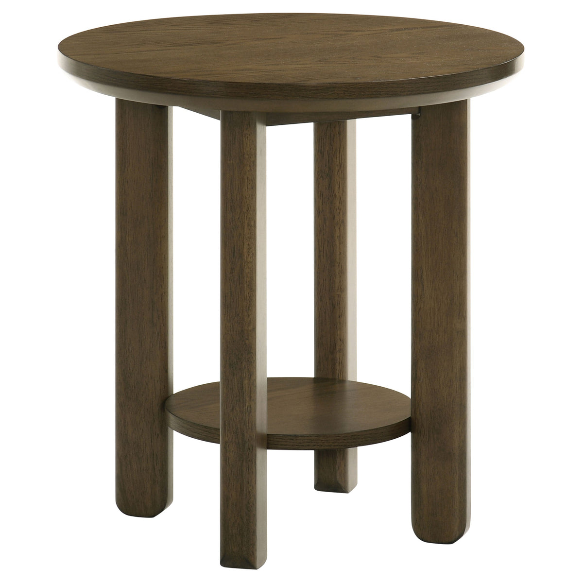 Ottowa Round Wood Side End Table with Shelf