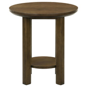 Ottowa Round Wood Side End Table with Shelf