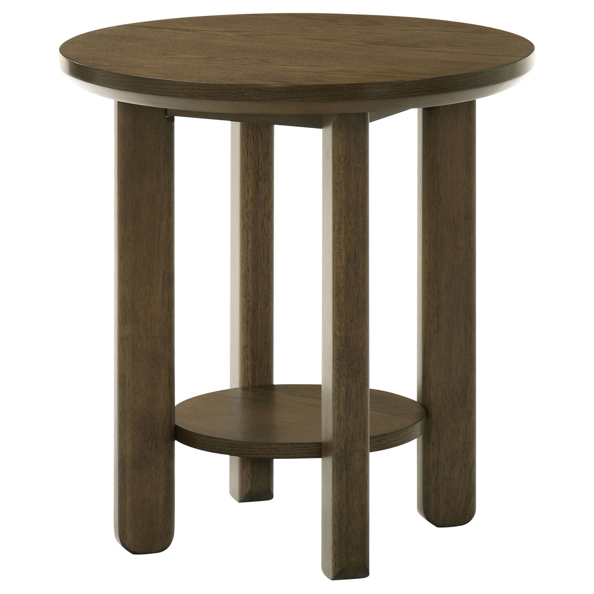 Ottowa Round Wood Side End Table with Shelf