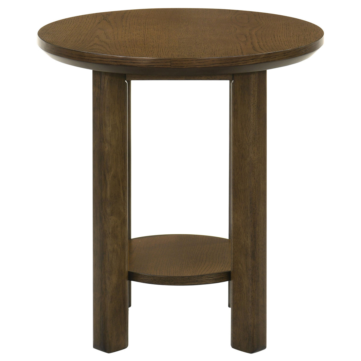 Ottowa Round Wood Side End Table with Shelf