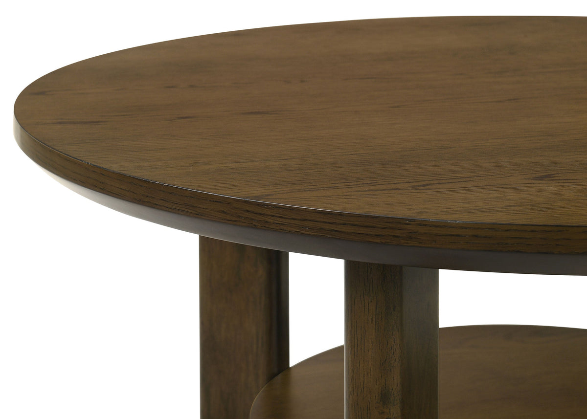 Ottowa Round Wood Side End Table with Shelf