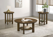 Ottowa Round Wood Coffee Table Set Brown 3-piece
