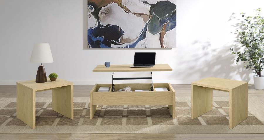 Canoga Lift Top Cocktail Coffee Table Set Light Oak 3-piece