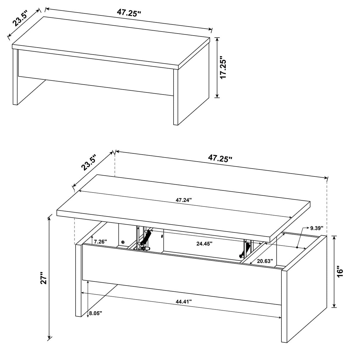Canoga Engineered Wood Lift Top Coffee Table