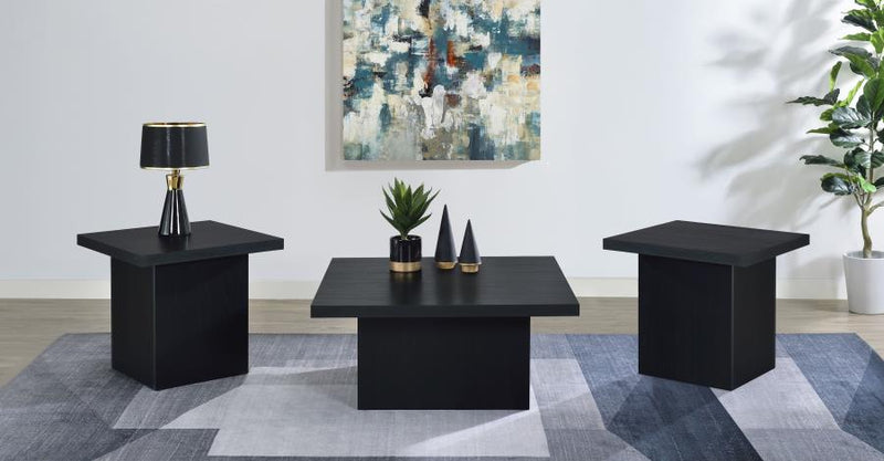 Devar Square Coffee and End Table Set Black 3-piece