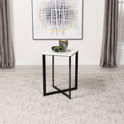 Tobin Square Marble Top End Table White and Black Default Title