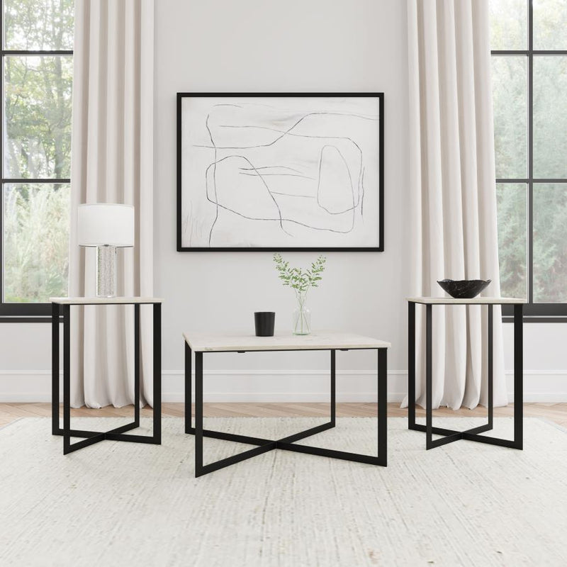 Tobin Marble Top Coffee and End Table Set 3-piece