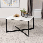 Tobin Square Marble Top Coffee Table White and Black Default Title