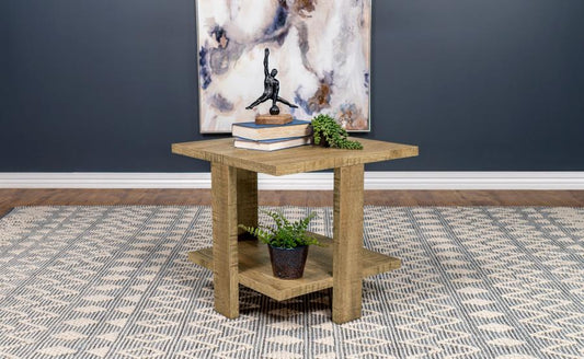 Dawn Square Engineered Wood End Table Mango Brown Default Title