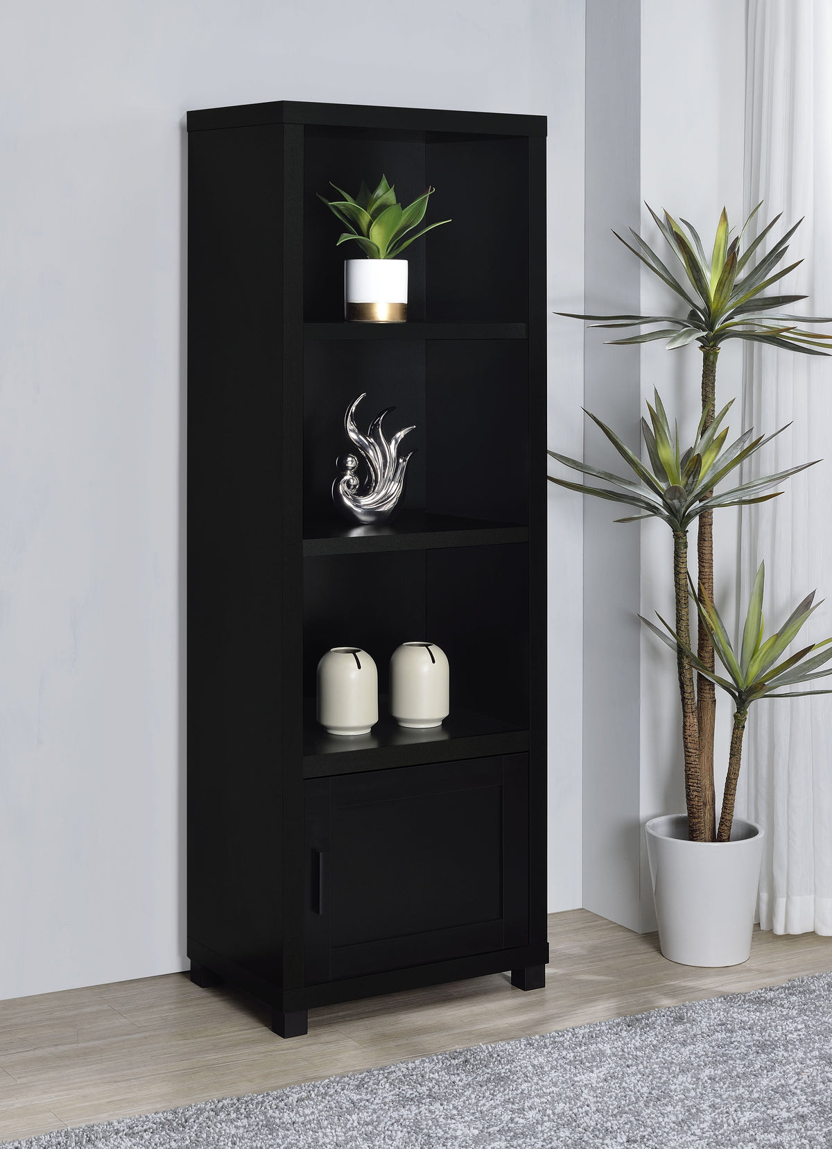 Jupiter 3-shelf Engineered Wood Media Tower Black