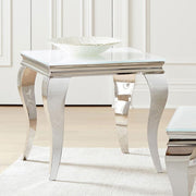 Carone Square Glass Top End Side Table White and Chrome Default Title