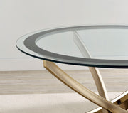 Brooke Round Glass Top Side End Table Metal Base