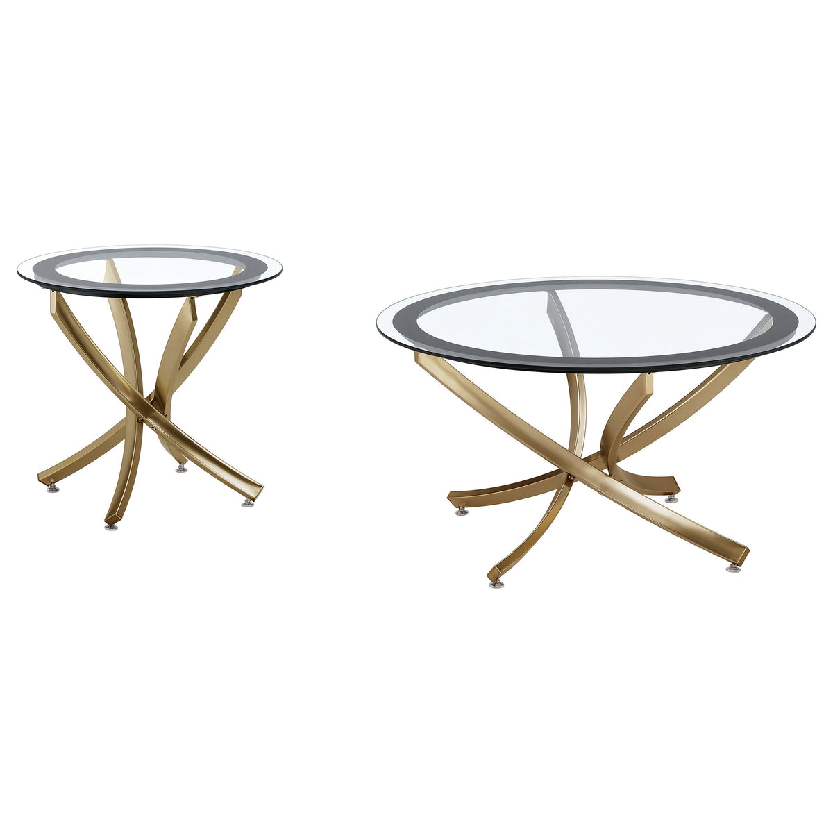 Brooke Round Coffee and End Table Set Brass