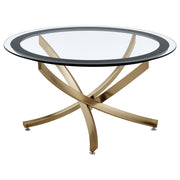 Brooke Round Glass Top Coffee Table Metal Base