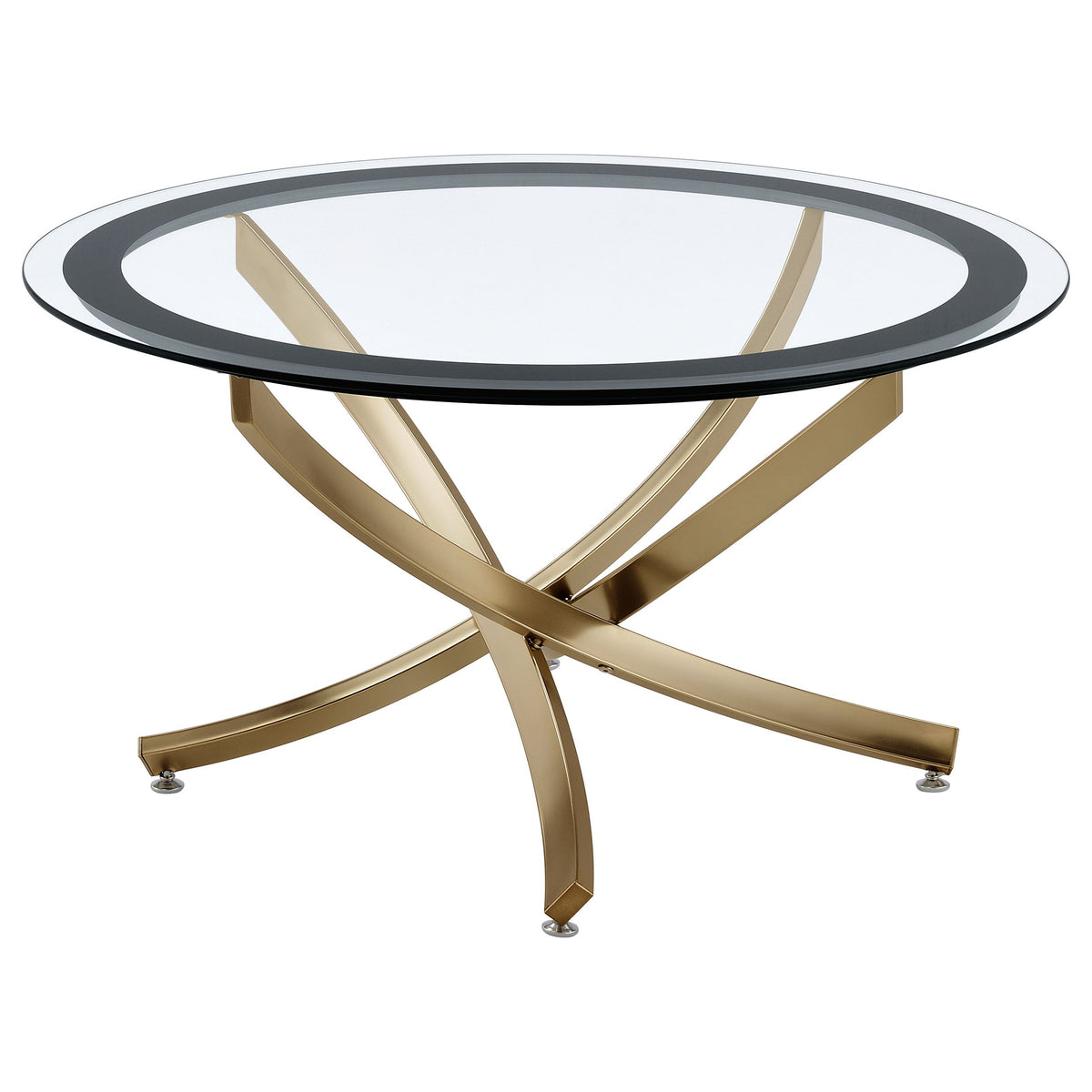 Brooke Round Glass Top Coffee Table Metal Base