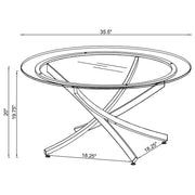 Brooke Round Glass Top Coffee Table Metal Base