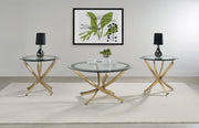 Brooke Round Glass Top Coffee Table Metal Base