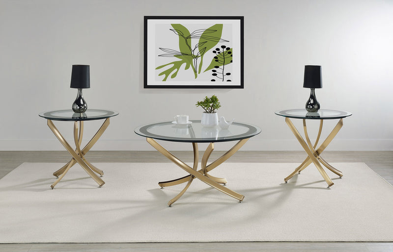 Brooke Round Glass Top Coffee Table Metal Base