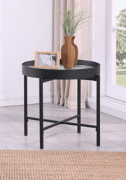 Ozella Round End Side Table with Recessed Top Sandy Black Default Title