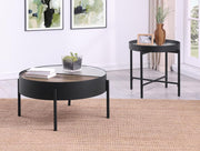 Ozella Round Coffee and End Table Set Sandy 2-piece