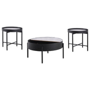 Ozella Round Coffee and End Table Set Sandy