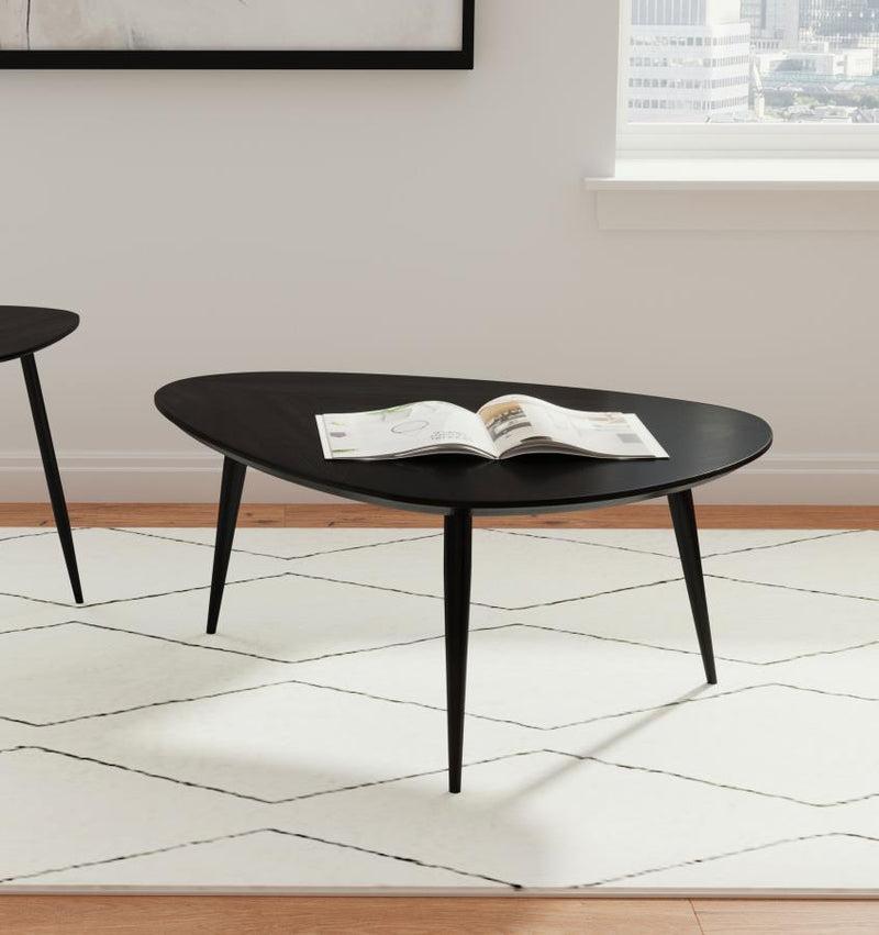 Odessa Triangular Solid Wood Coffee Table Black Default Title