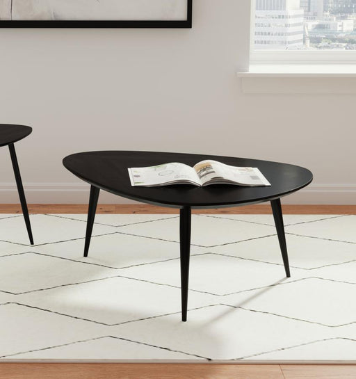Odessa Triangular Solid Wood Coffee Table Black Default Title
