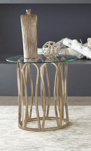 Monett Round Glass Top Side End Table Chocolate Chrome Default Title