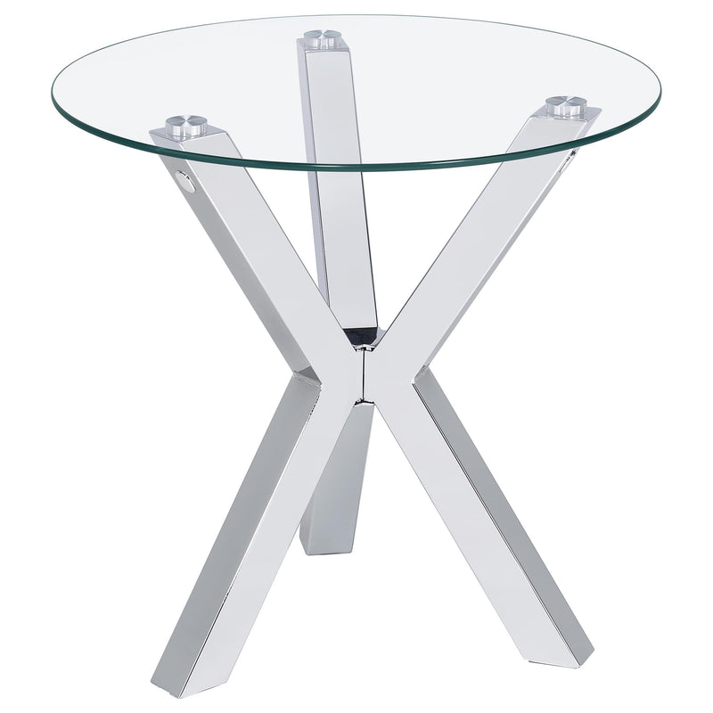 Kenzie Round Coffee and End Table Set Chrome