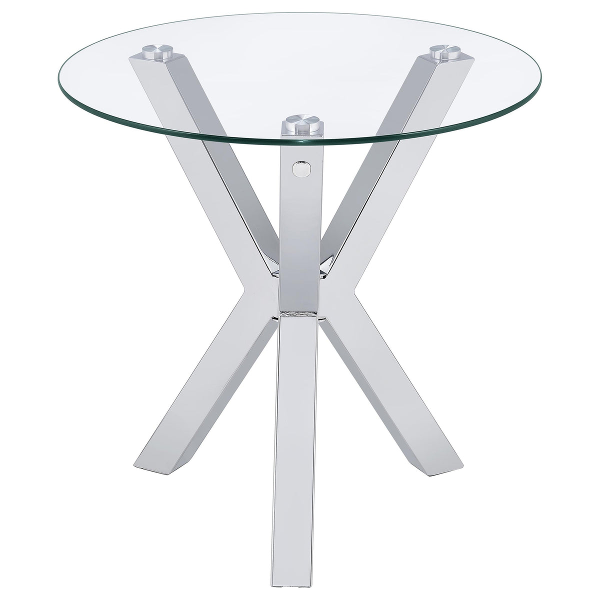Kenzie Round Coffee and End Table Set Chrome